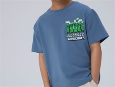 Name It t-shirt navy blazer with Minecraft print